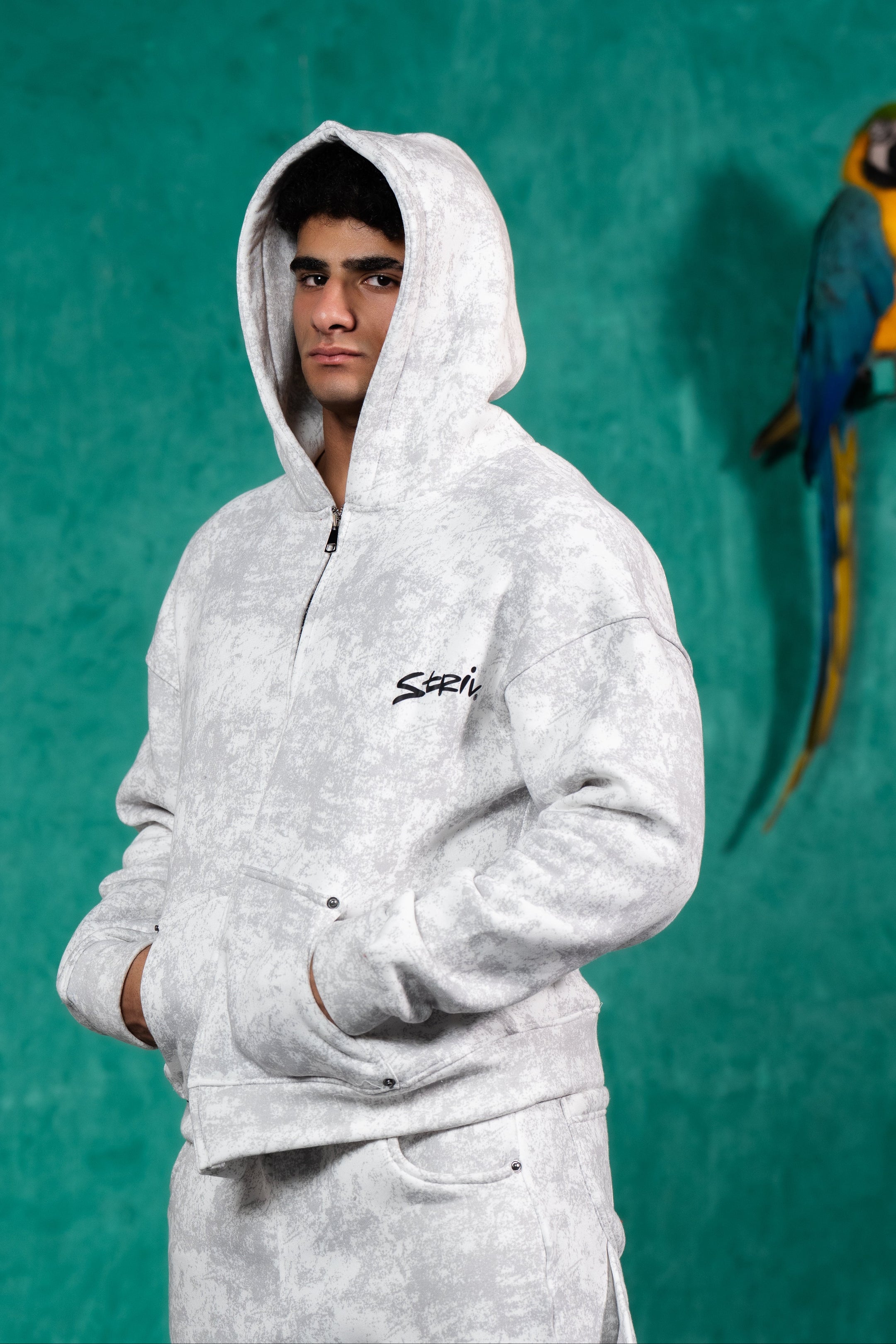 STONEWASH ZIP-UP HOODIE