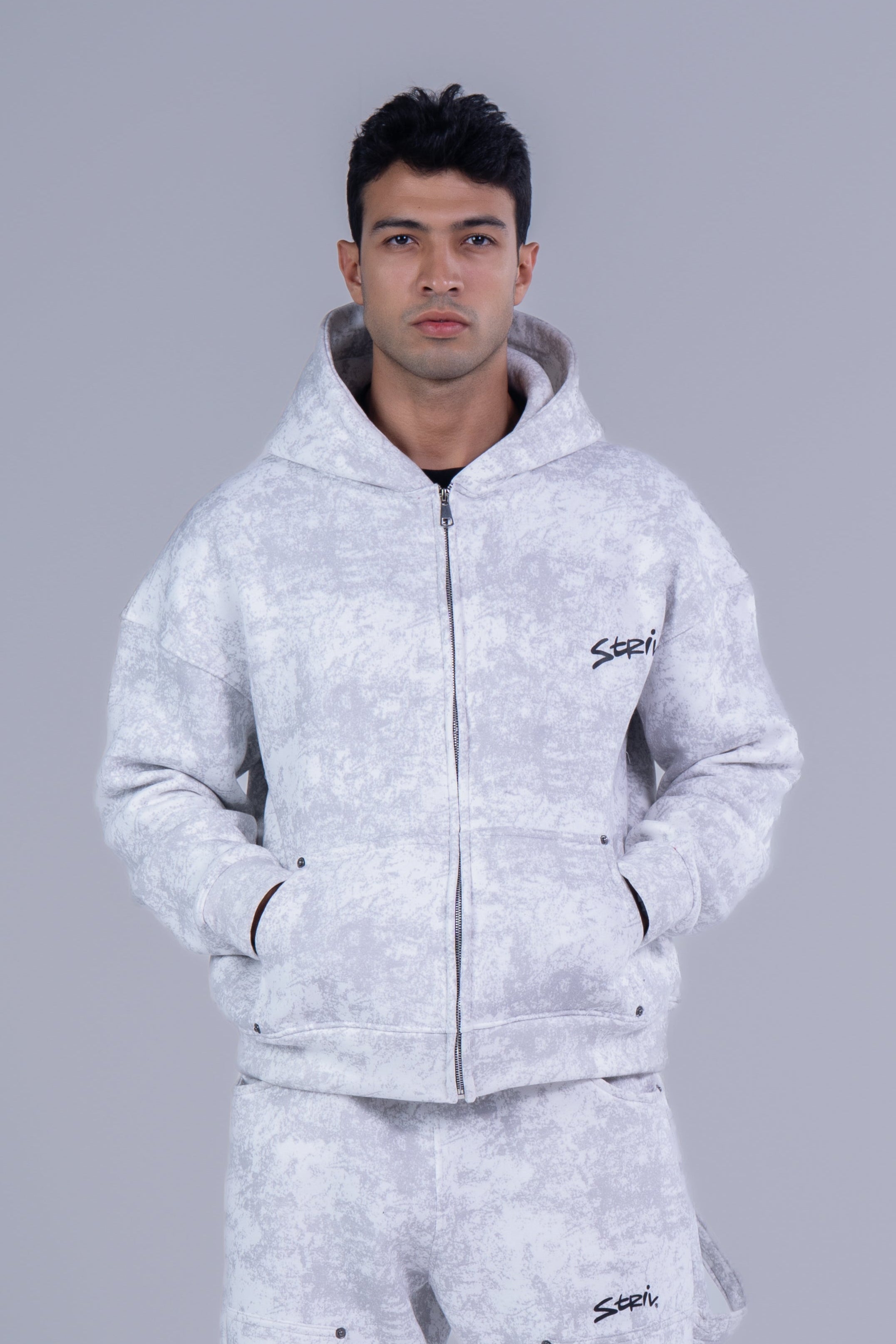 STONEWASH ZIP-UP HOODIE